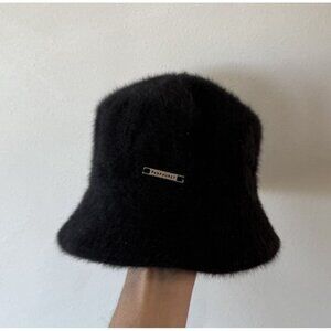 Parkhurst Angora Wool Beanie Cap Hat Black Rabbit Fur Nylon Canada Women’s OS